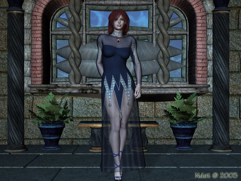 Woman in Blue Dress — Serene, 3d Render