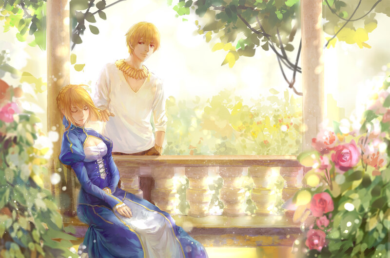 Woman in Blue Dress — Serene, Afternoon, Anime