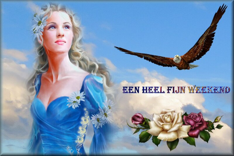 Woman in Blue Dress — Serene, Afternoon, Digital Art, Eagle