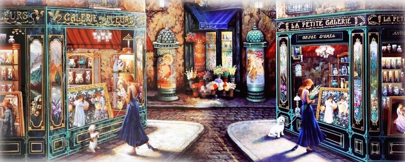 Woman in Blue Dress — Serene, Afternoon, Illustration
