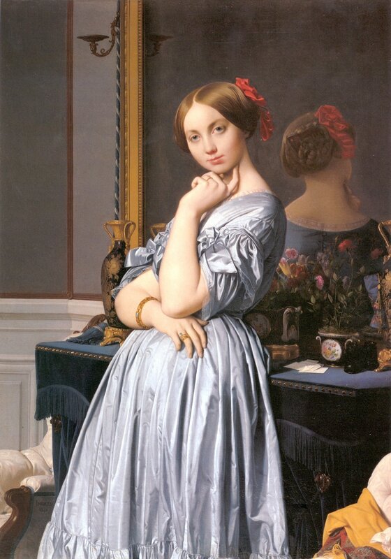 Woman in Blue Dress — Serene, Painting, Mirror