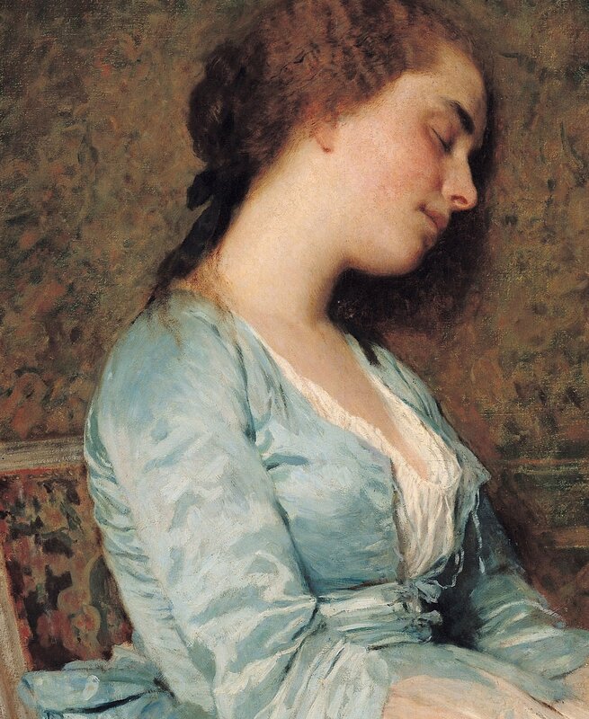 Woman in Blue Dress — Serene, Painting, Wall