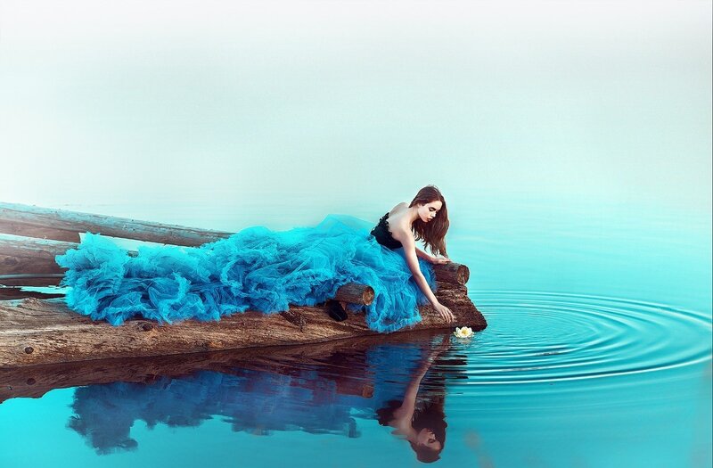 Woman in Blue Dress — Serene, Photograph, Log