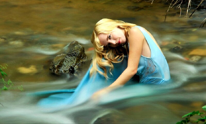 Woman in Blue Dress — Serene, Photograph, Stream