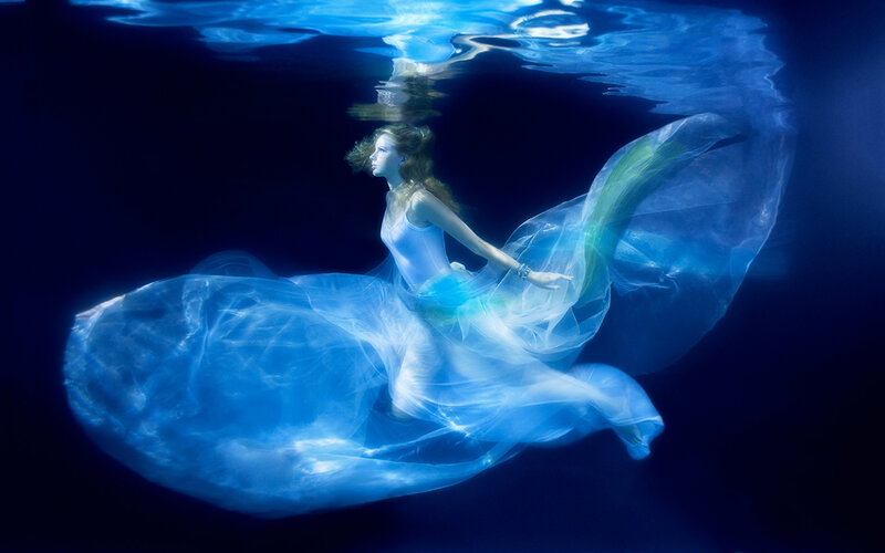 Woman in Blue Dress — Serene, Photograph