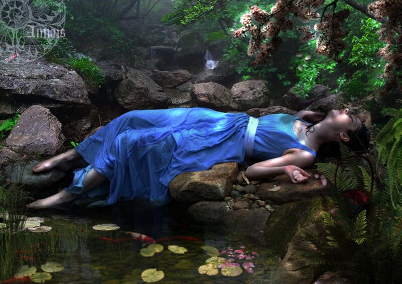 Woman in Blue Dress — Serene, Spring