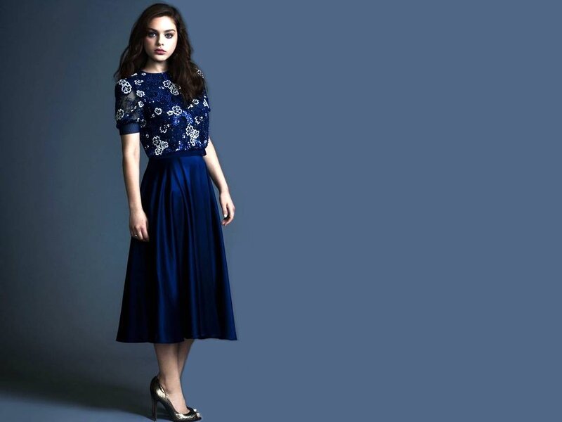 Woman in Blue Dress — Serious, Photograph, Heels