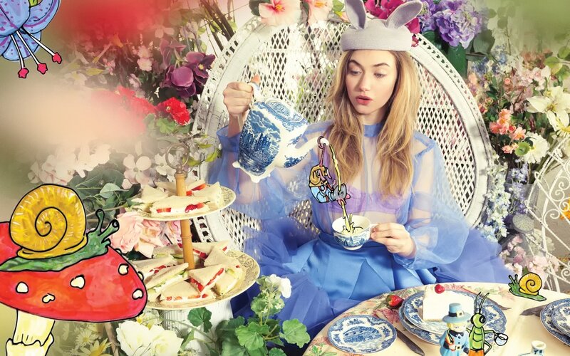 Woman in Blue Dress — Whimsical, Afternoon, Illustration