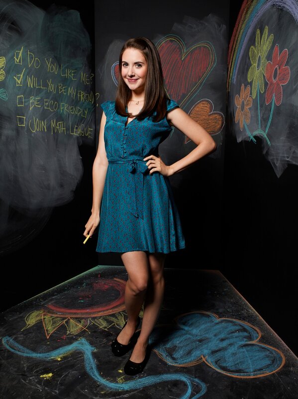 woman in blue dress with chalk art