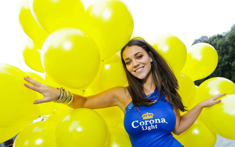 Woman in Blue Dress — Yellow, Festive