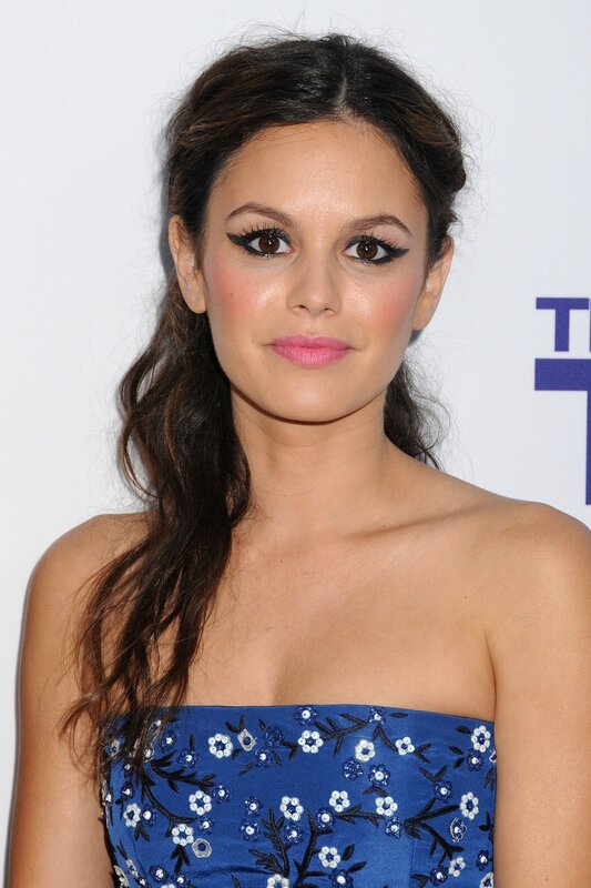 woman in blue floral dress