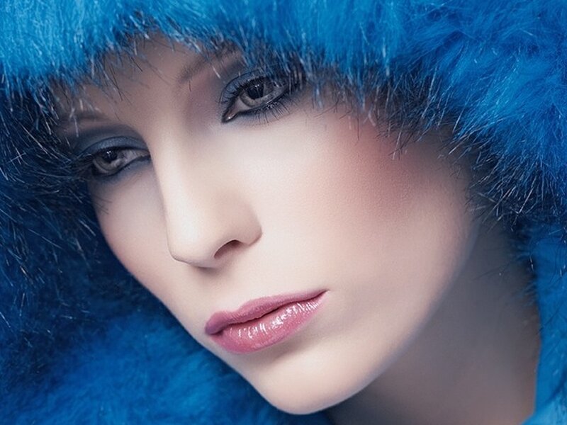 Woman in Blue Fur Hat