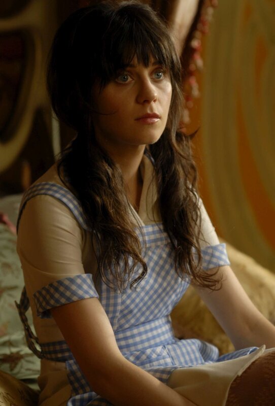 woman in blue gingham dress