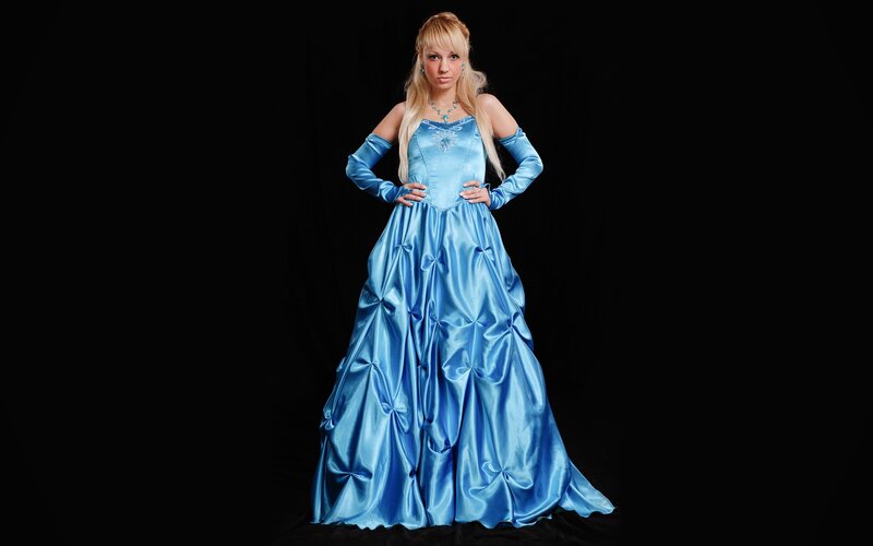 woman in blue gown