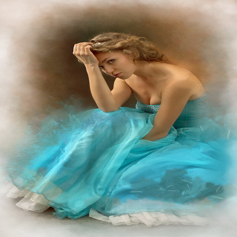 woman in blue gown