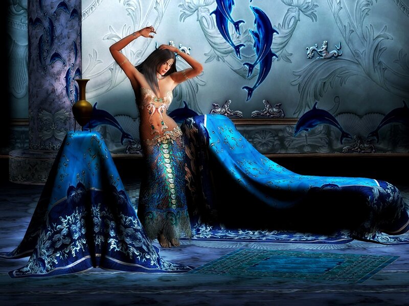 woman in blue gown dancing