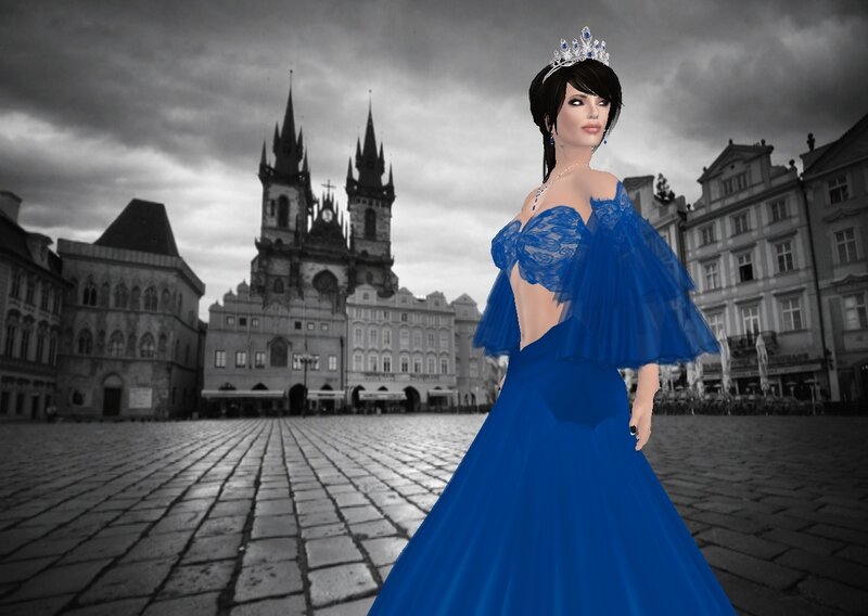 Woman in Blue Gown — Dramatic, 3d Render