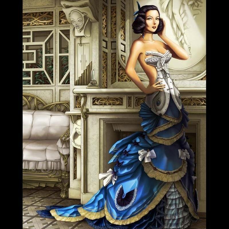 Woman in Blue Gown — Dramatic, Digital Art, Dress