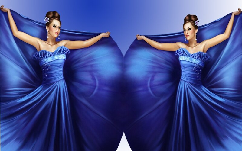 Woman in Blue Gown — Dramatic, Digital Art