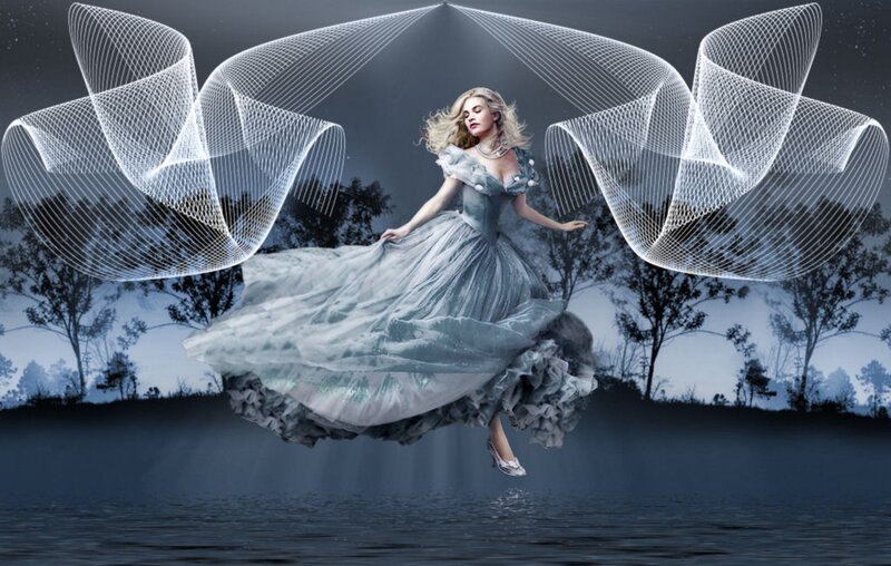 Woman in Blue Gown — Dramatic, Night, Digital Art, Dress
