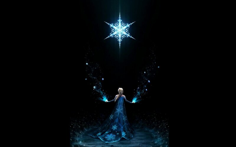 Woman in Blue Gown — Dramatic, Night, Digital Art, Snowflake
