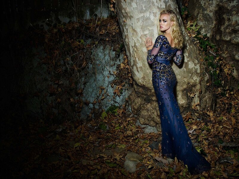 Woman in Blue Gown — Dramatic, Night, Photograph, Tree