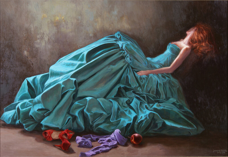 Woman in Blue Gown — Dramatic, Painting