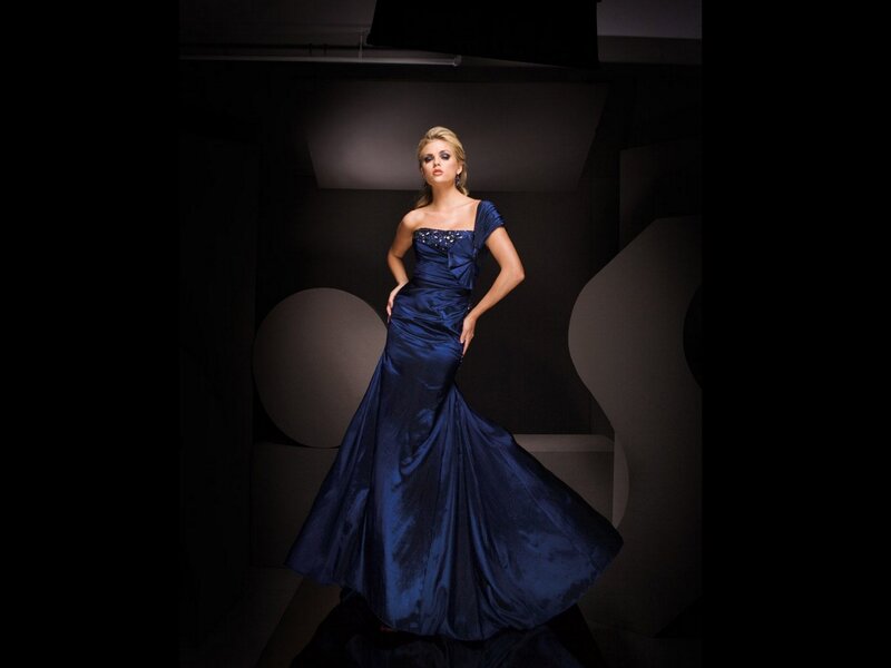 Woman in Blue Gown — Dramatic, Photograph, Dress, Lighting