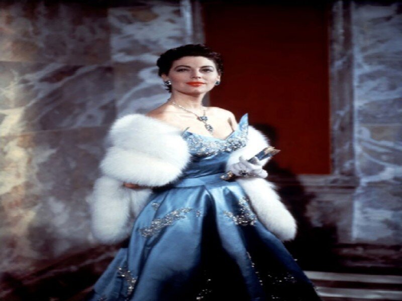 Woman in Blue Gown — Dramatic, Photograph, Fur Stole