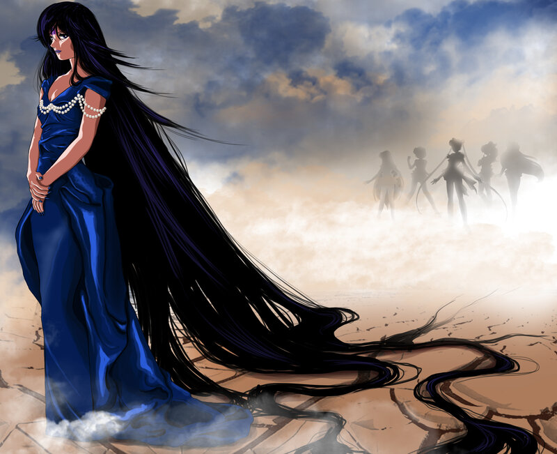 Woman in Blue Gown — Dramatic, Sunset, Anime