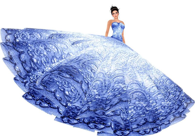 Woman in Blue Gown — Elegant, 3d Render