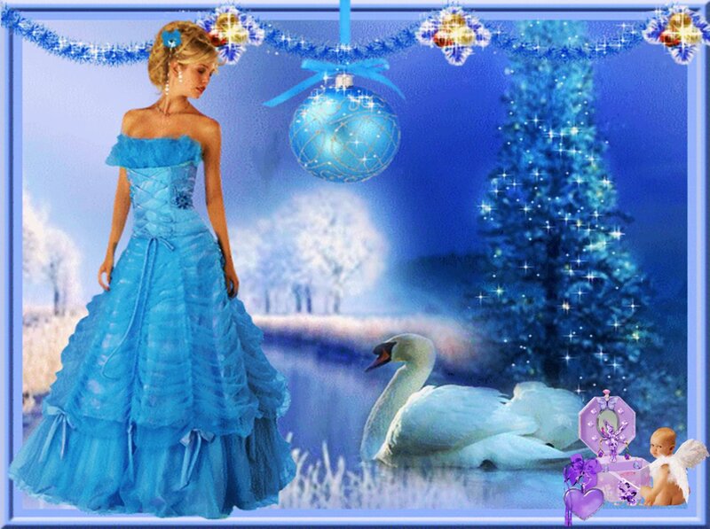 Woman in Blue Gown — Festive, Winter