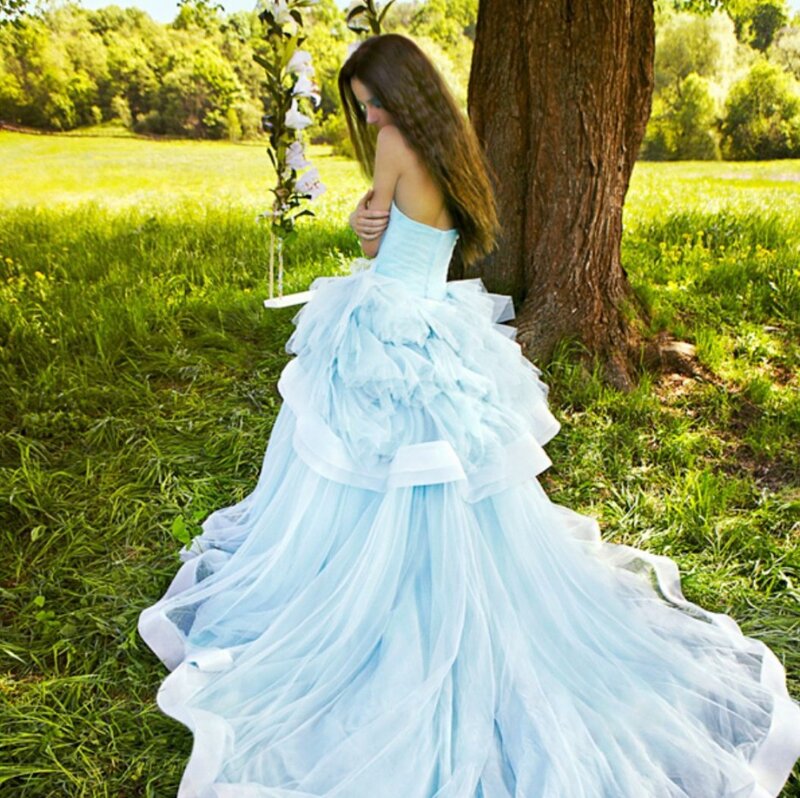 Woman in Blue Gown — Serene, Afternoon, Photograph, Tree