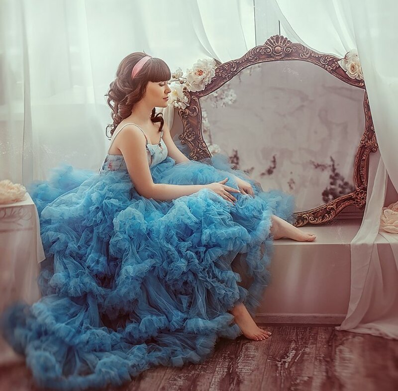 Woman in Blue Gown — Serene, Photograph, Mirror
