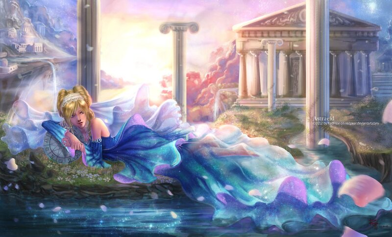 Woman in Blue Gown — Serene, Sunset, Digital Art