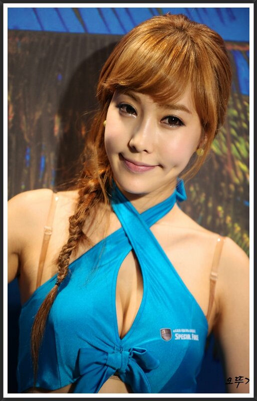 woman in blue halter top