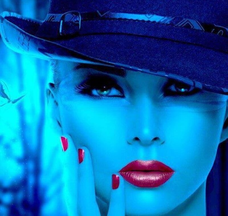 Woman in Blue Hat — Dramatic, Digital Art