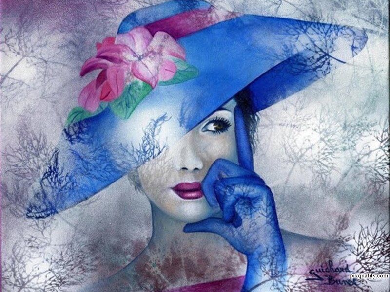 Woman in Blue Hat — Dreamy, Digital Art