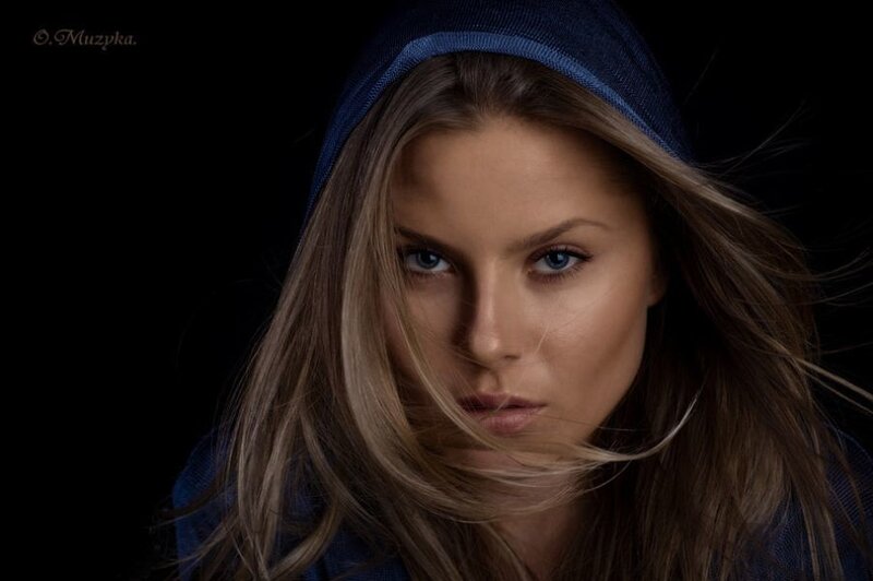 woman in blue hood