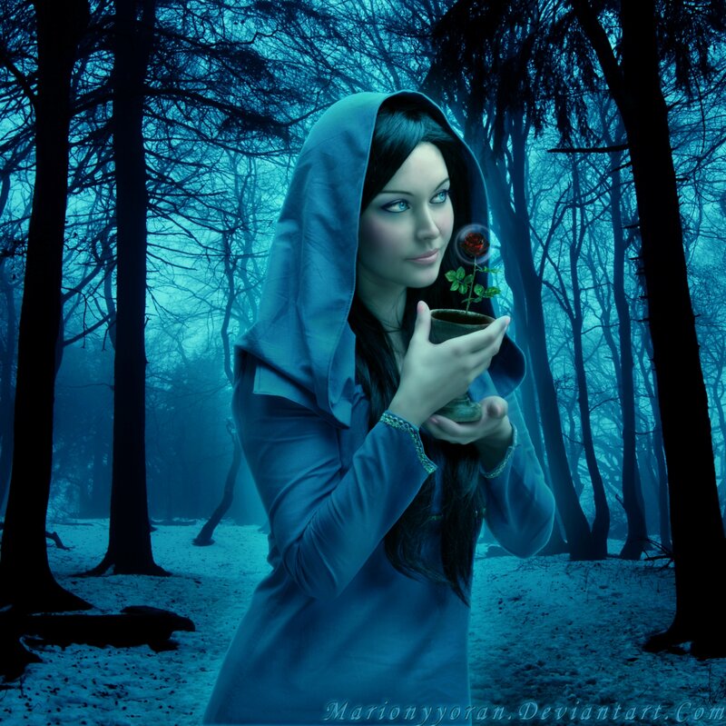 Woman in Blue Hood — Mysterious