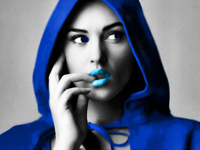 woman in blue hood