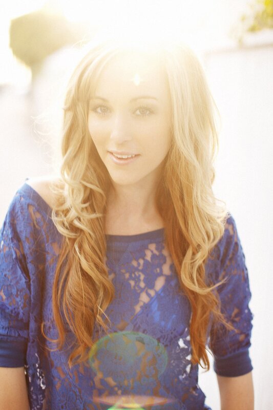 woman in blue lace top