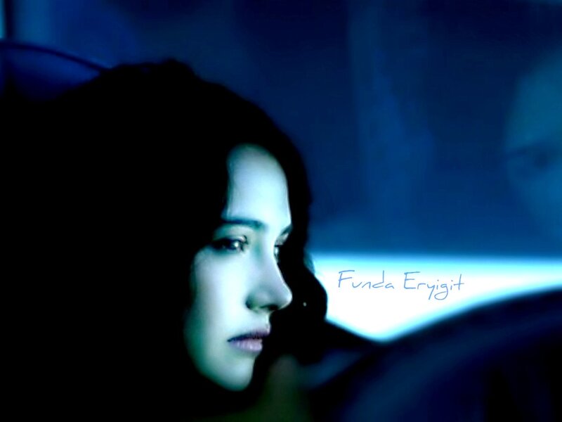 woman in blue light