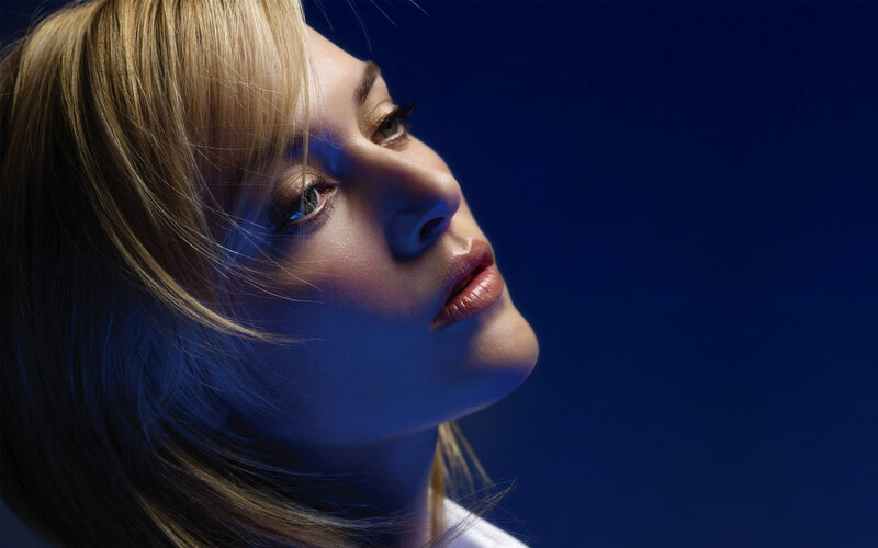 woman in blue light