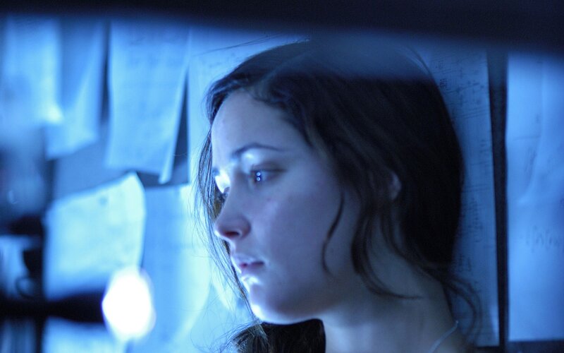 woman in blue light