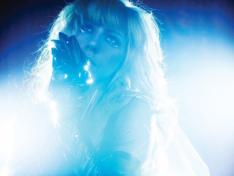 woman in blue light