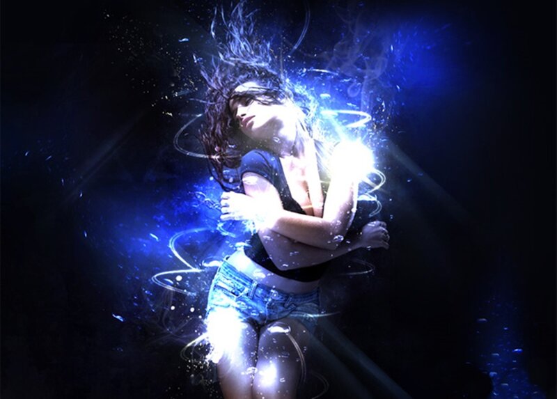 Woman in Blue Light — Dramatic, Night