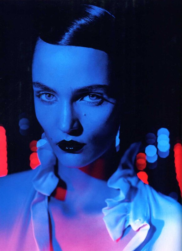 woman in blue light portrait