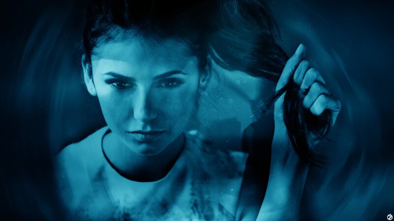 woman in blue light portrait