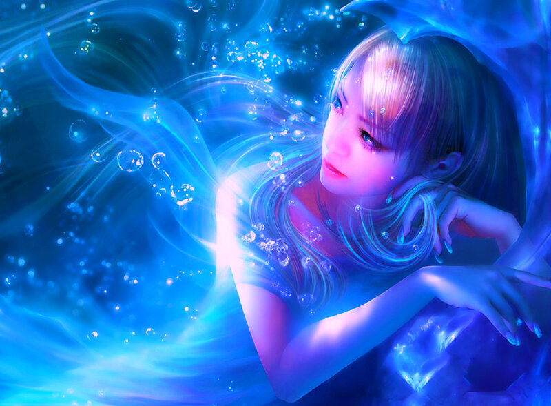 Woman in Blue Light — Serene